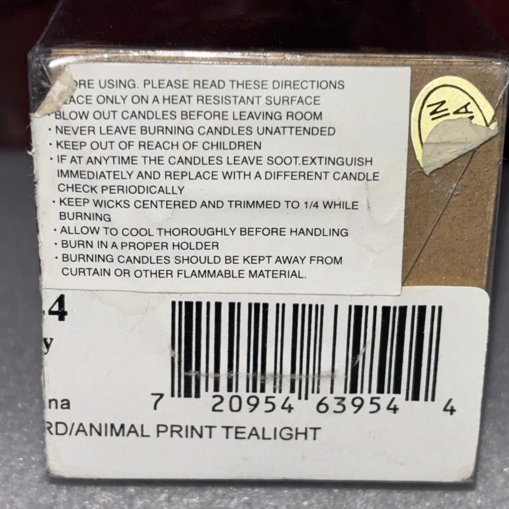 Berkeley Designs Glass Animal Print Tea Lite Candles Holders Set of 6 New In Box